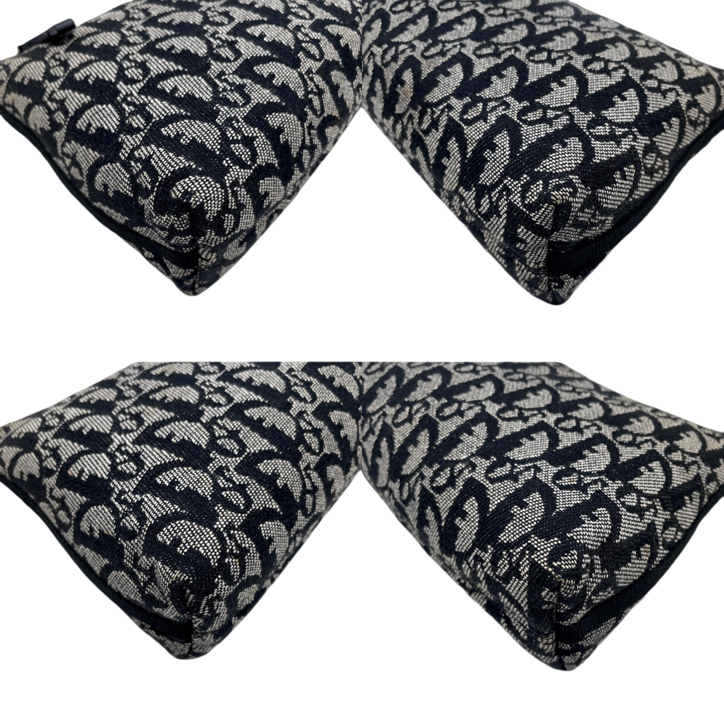 AUTHENTIC PRELOVED CHRISTIAN DIOR 2003 Trotter Canvas Accessories Pouch Hand Bag SHW Black &amp; Gray