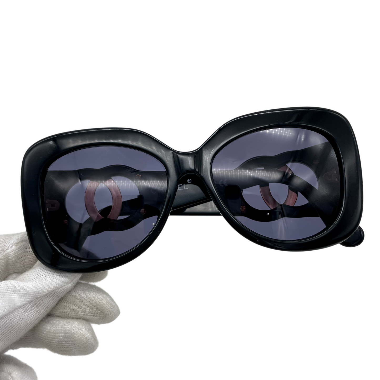 CHANEL Jumbo CC LOGOS Sunglasses Black &amp; Gold