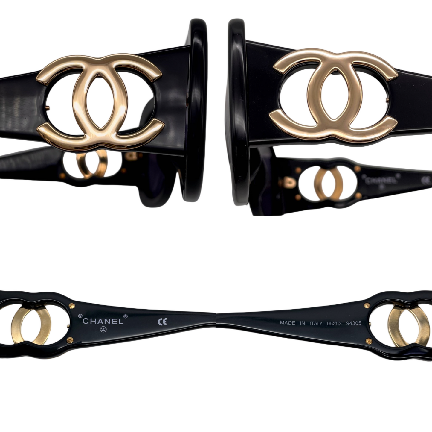 CHANEL Jumbo CC LOGOS Sunglasses Black &amp; Gold