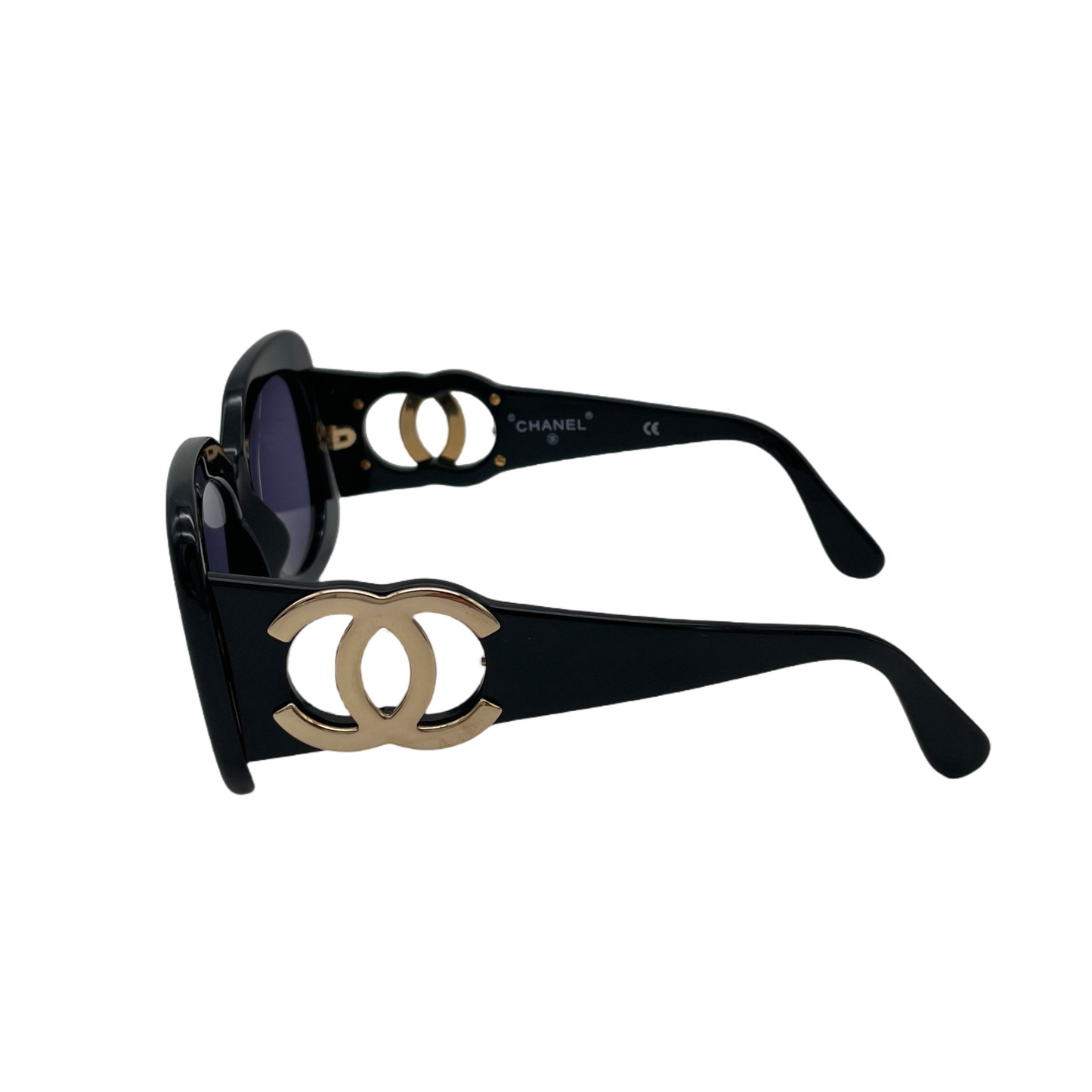 CHANEL Jumbo CC LOGOS Sunglasses Black &amp; Gold
