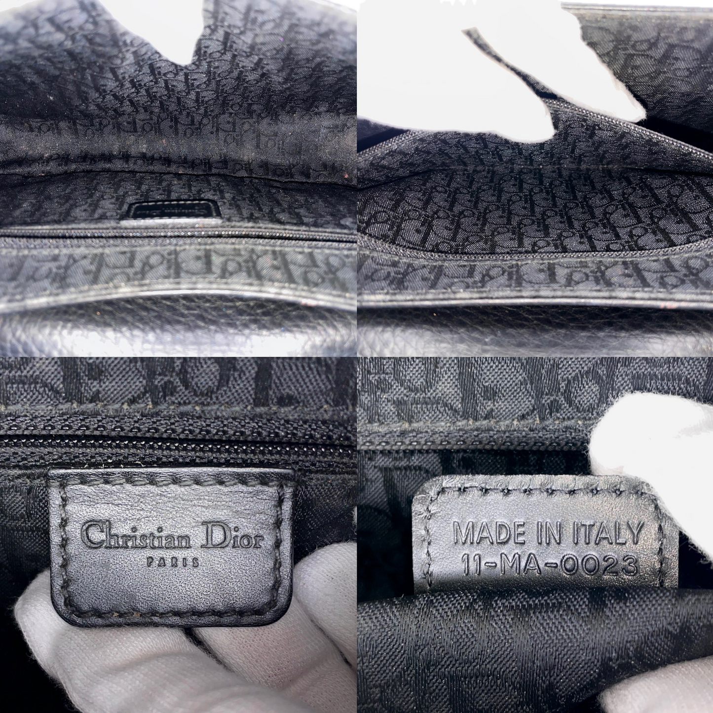 RARE★★★★CHRISTIAN DIOR 2003 Street Chic Leather Hobo Shoulder Flap Bag Medium Black/Silver