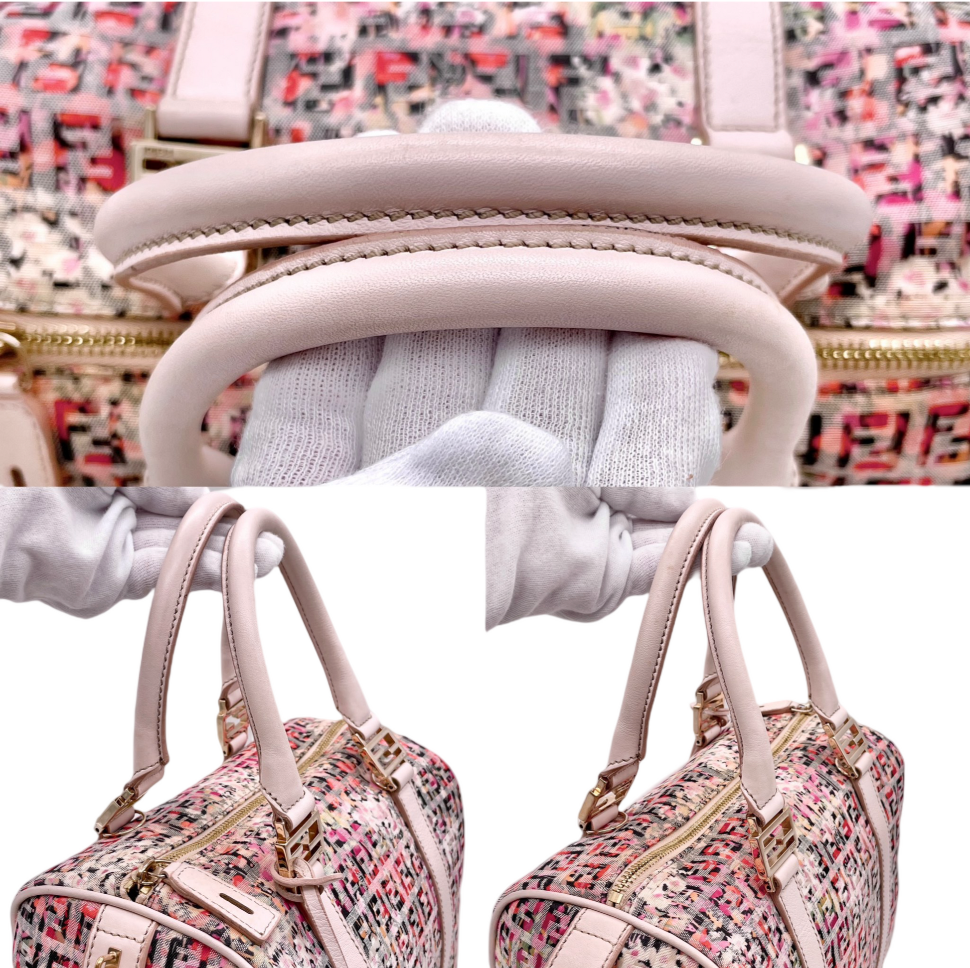 FENDI Zucchino Flower Motif Boston Bag Handbag Pink – Afar Vintage FENDI Zucchino Flower Motif Boston Bag Handbag Pink – Afar Vintage