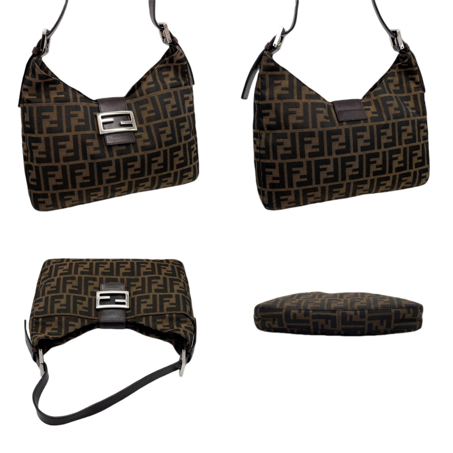 FENDI ZUCCA V-shaped Mamma Bucket Shoulder Bag