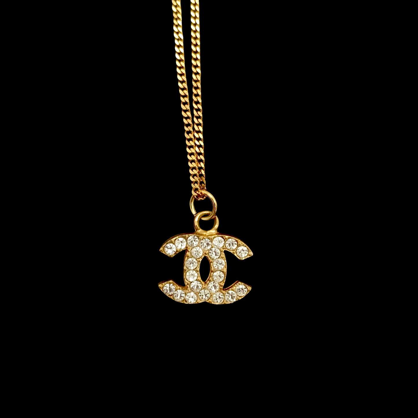 Afar Vintage CHANEL Rhinestone Coco Mark Necklace