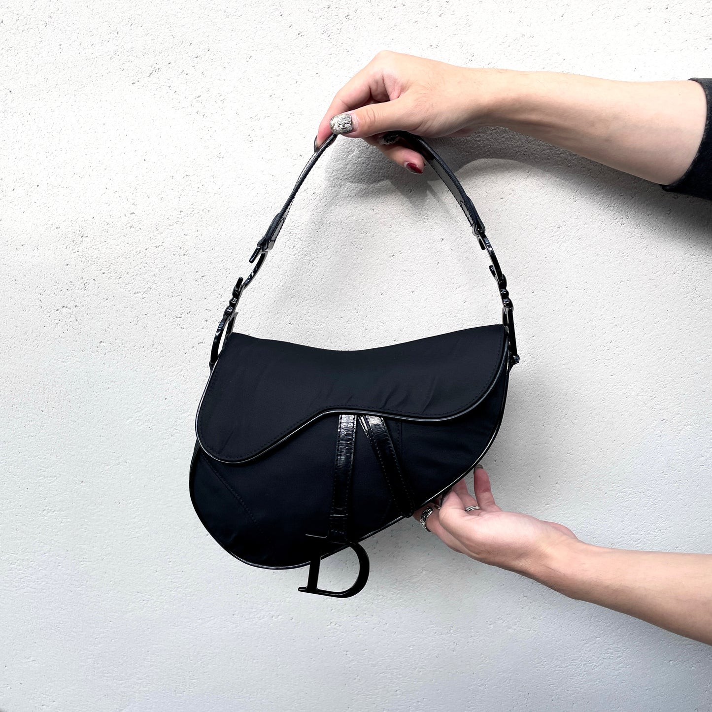 Christian Dior nylon saddle shoulder bag