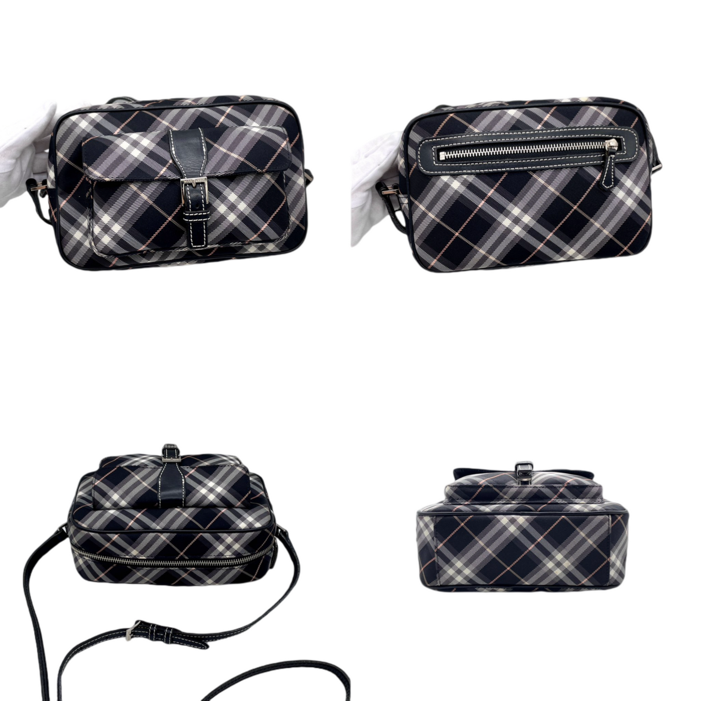 BURBERRY Check Pattern Pocket Shoulder Bag