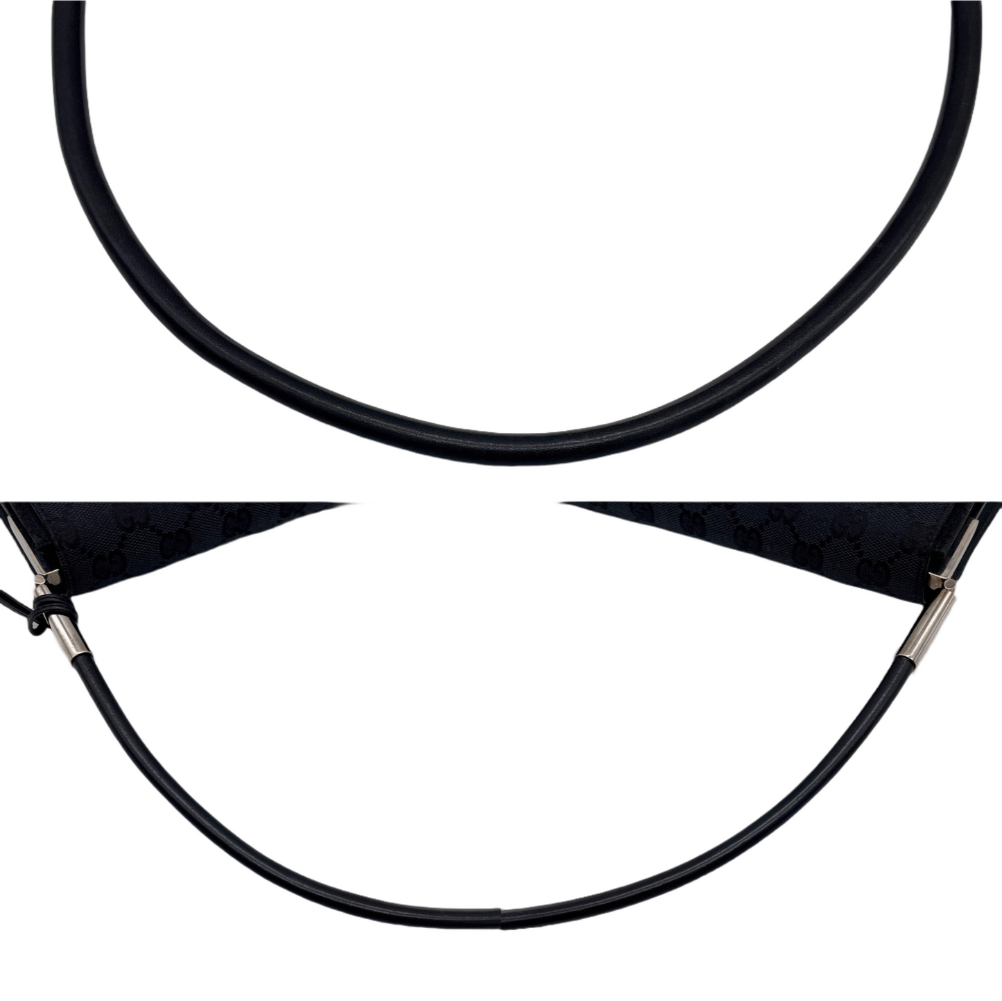 GUCCI GG Canvas On Shoulder Flap Bag Black &amp; Silver