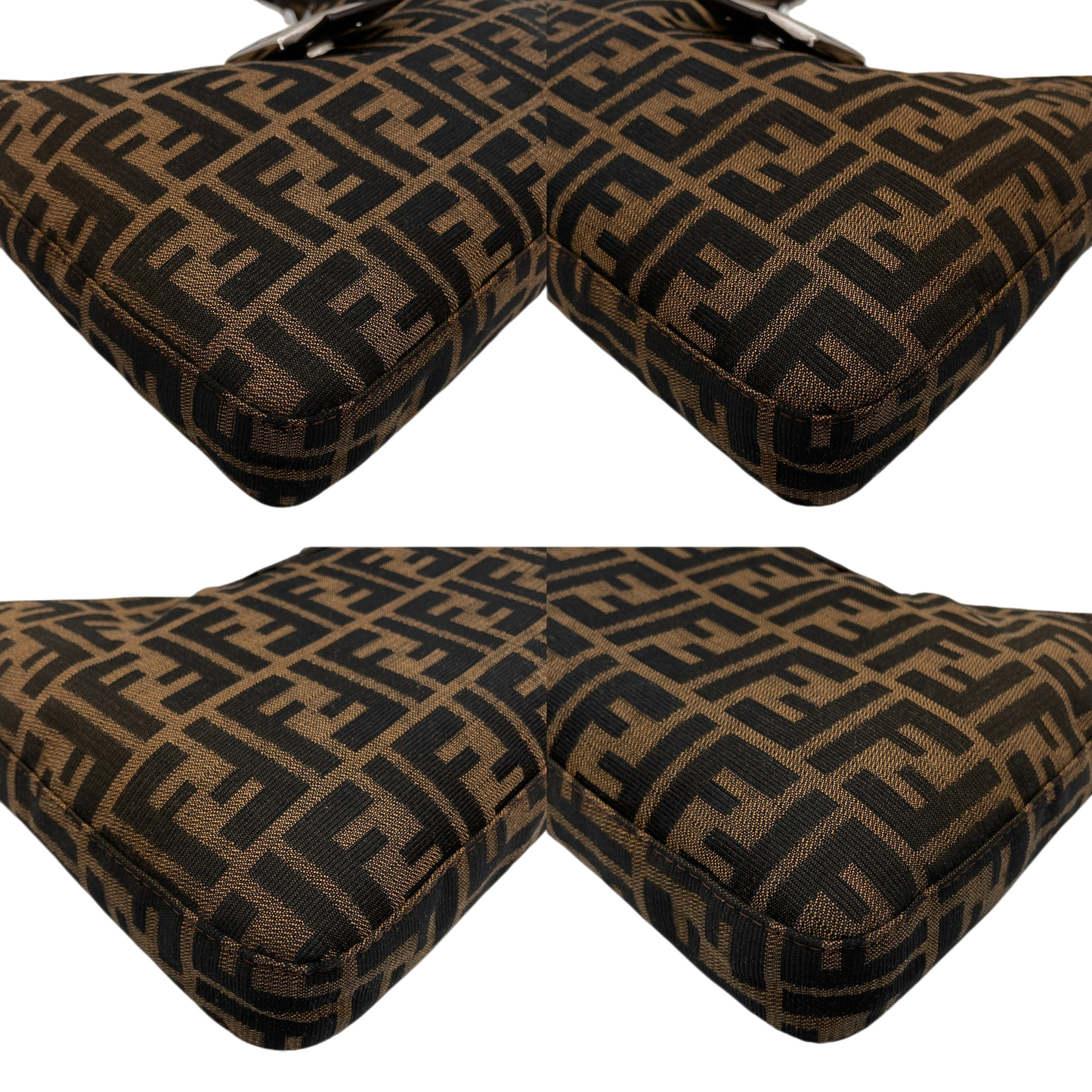 FENDI Zucca V-Shaped Mamma Baguette Shoulder Bag Brown & Silver