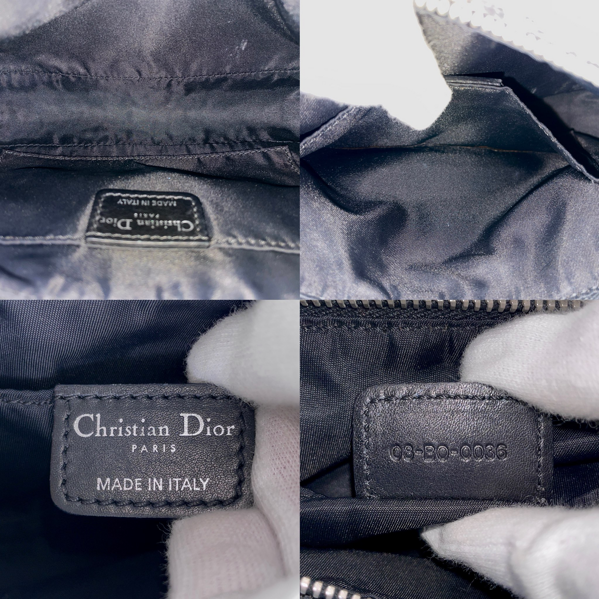 RARE★★★★CHRISTIAN DIOR 2006 Trotter Canvas and Leather D Charm Punk Shoulder Bag Small Black and Silver