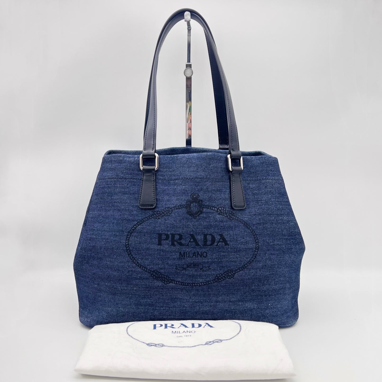 AUTH Pre-owned PRADA ｶﾅﾊﾟ ﾃﾞﾆﾑ ﾄｰﾄﾊﾞｯｸﾞ