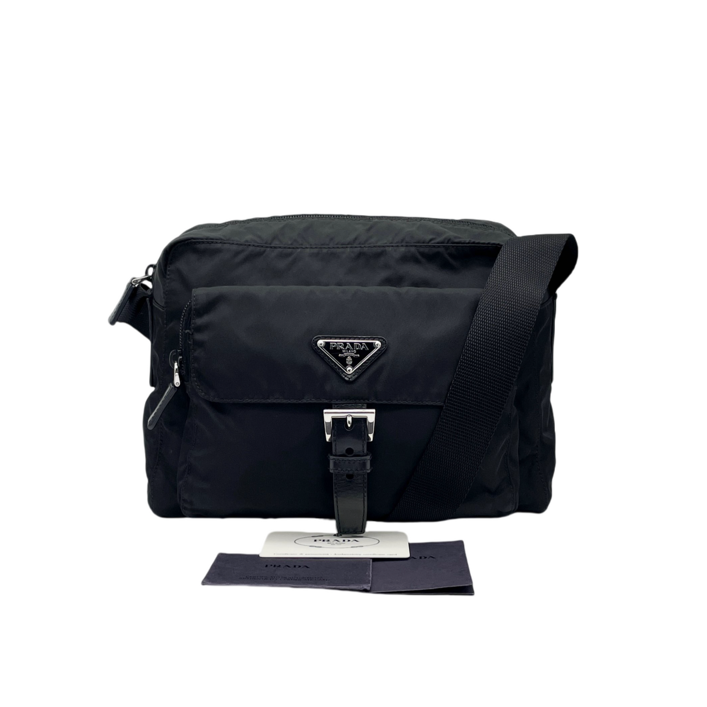 PRADA triangle logo shoulder bag