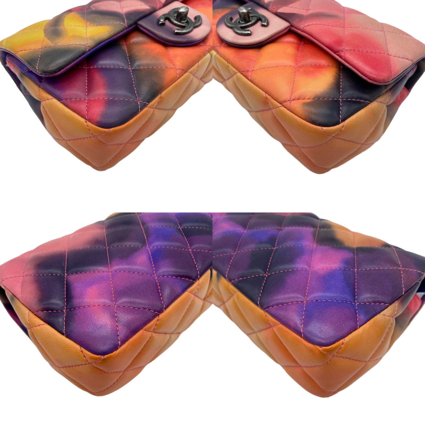 RARE☆☆☆☆☆CHANEL 2015 Limited Matelassé Flower Power Double Chain Mini Single Flap Bag Multicolor