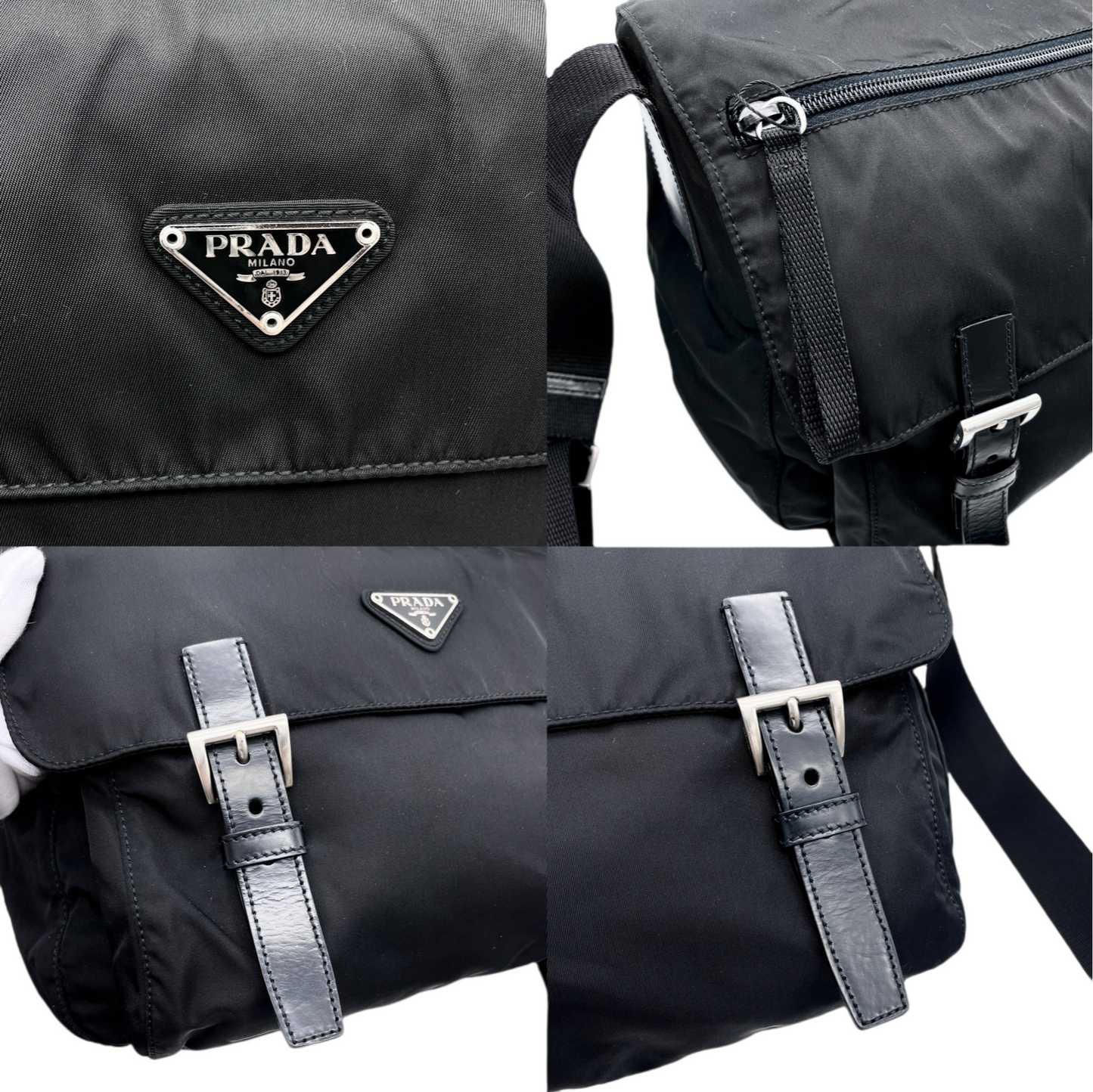 AUTH Pre-owned PRADA Nylon Luc GM Black