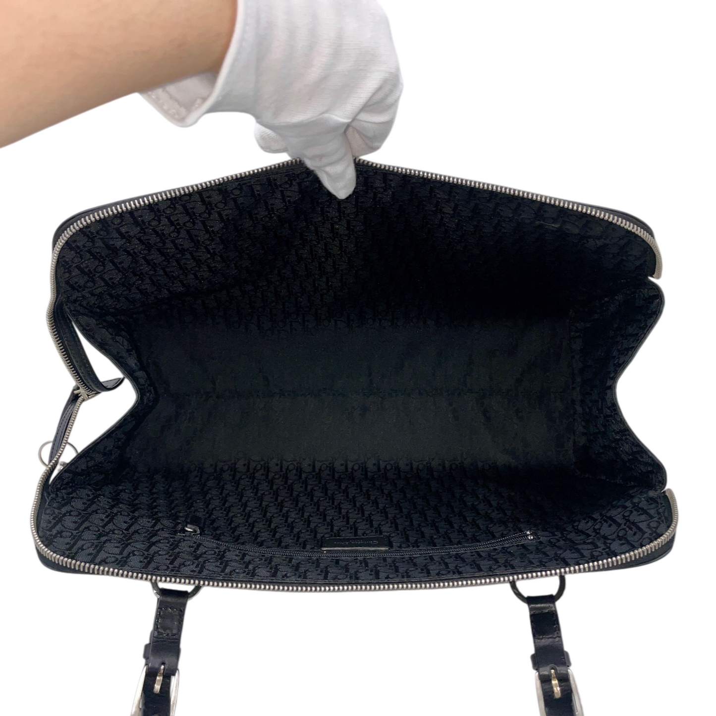 RARE★★★CHRISTIAN DIOR 2004 Hardcore Leather Star Charm Boston Top Handle Bag Medium Black/Silver