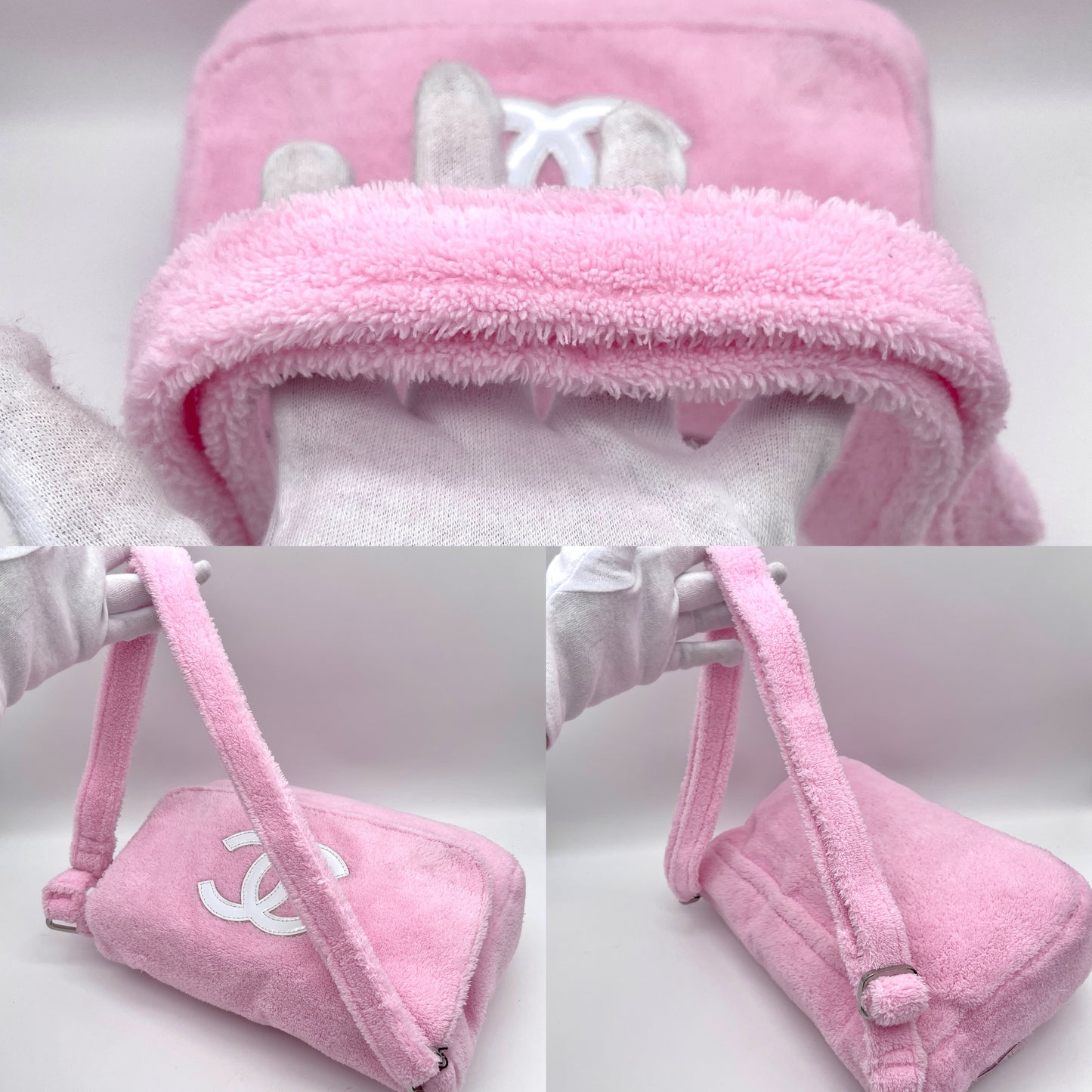 RARE☆☆☆CHANEL Novelty Coco Mark Shoulder Bag Pile Pink x White