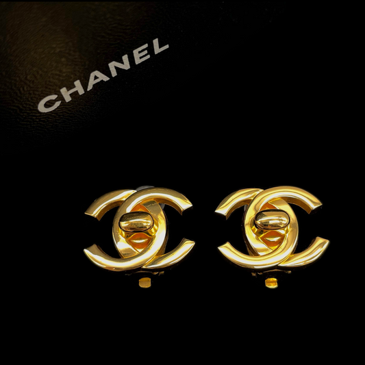 CHANEL Coco Mark Turnlock Earrings GM 95A