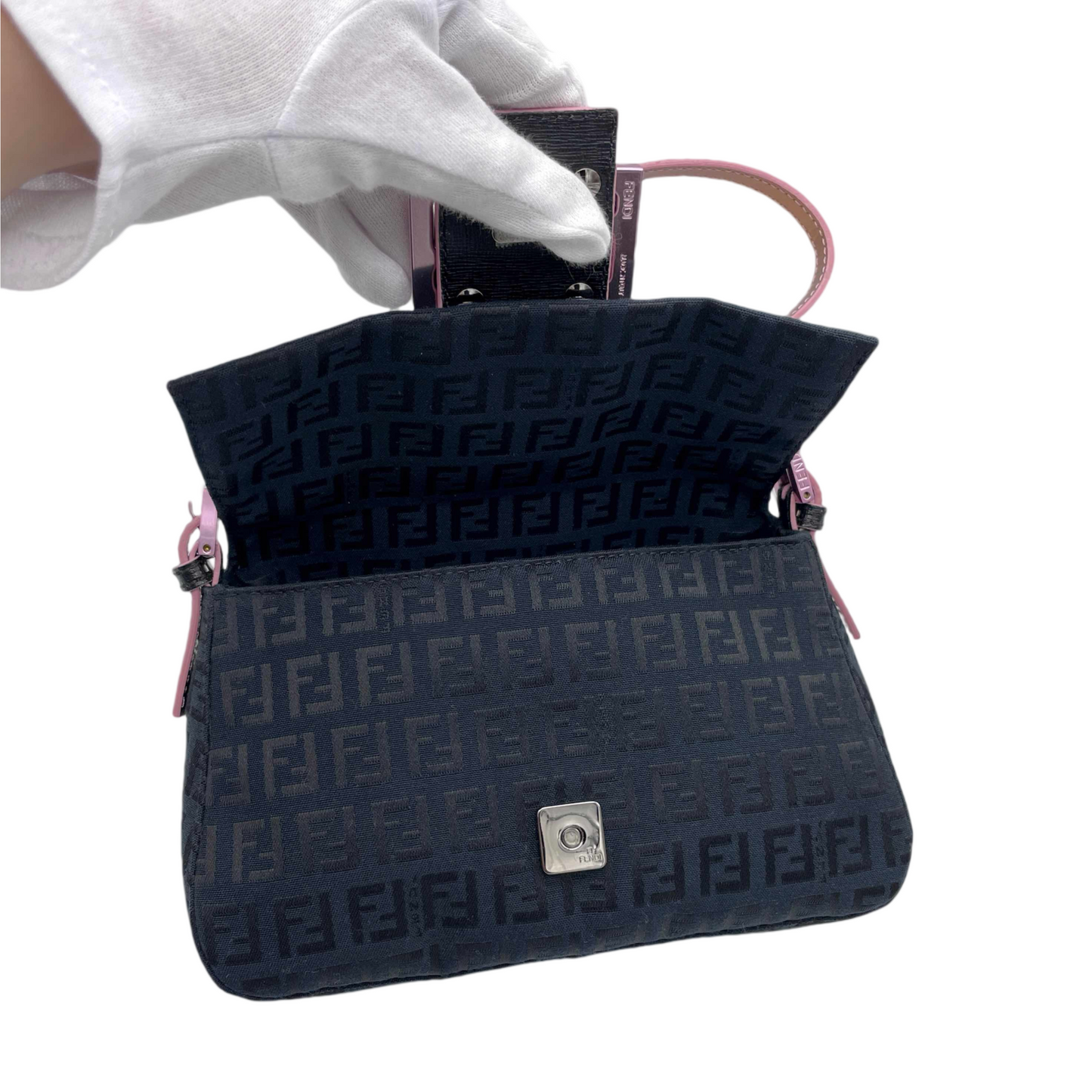 RARE☆☆☆ FENDI Zucchino Mini Mamma Baguette Shoulder Bag