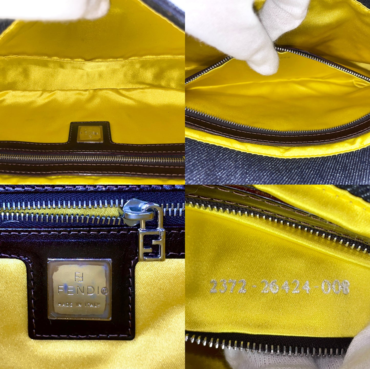 RARE☆☆☆☆ FENDI Denim Beaded Embroidery Mamma Baguette Shoulder Bag / 15th Anniversary Limited Edition