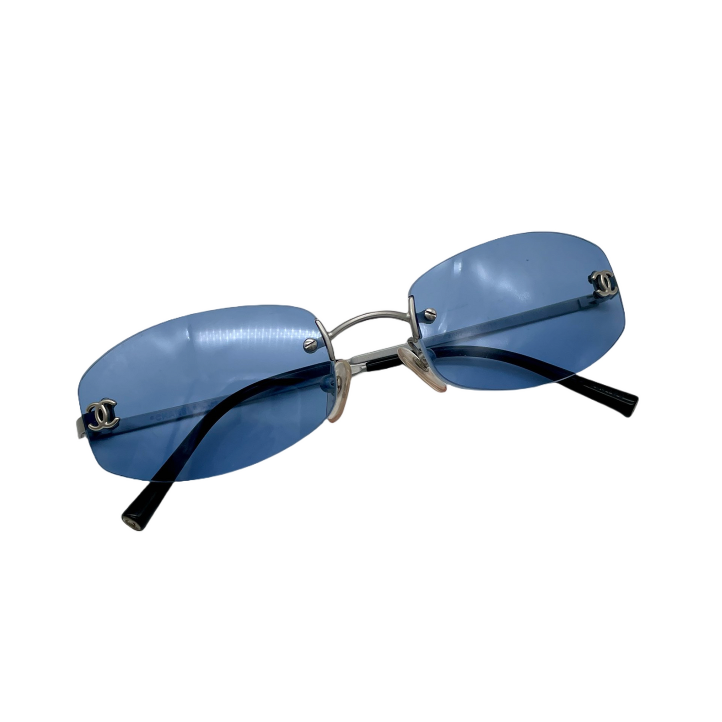 CHANEL Coco Mark Clear Blue Sunglasses