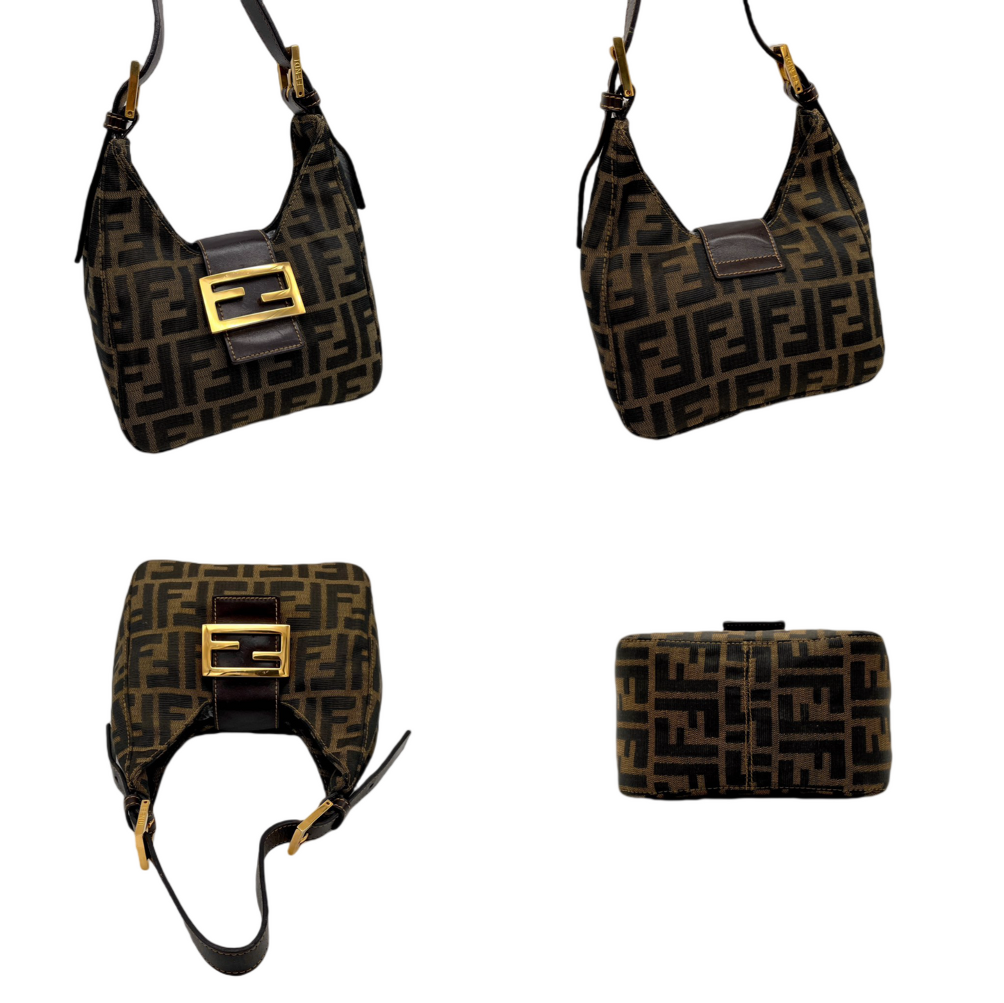 AUTH Pre-owned FENDI Zucca Round Mamma Bucket GM