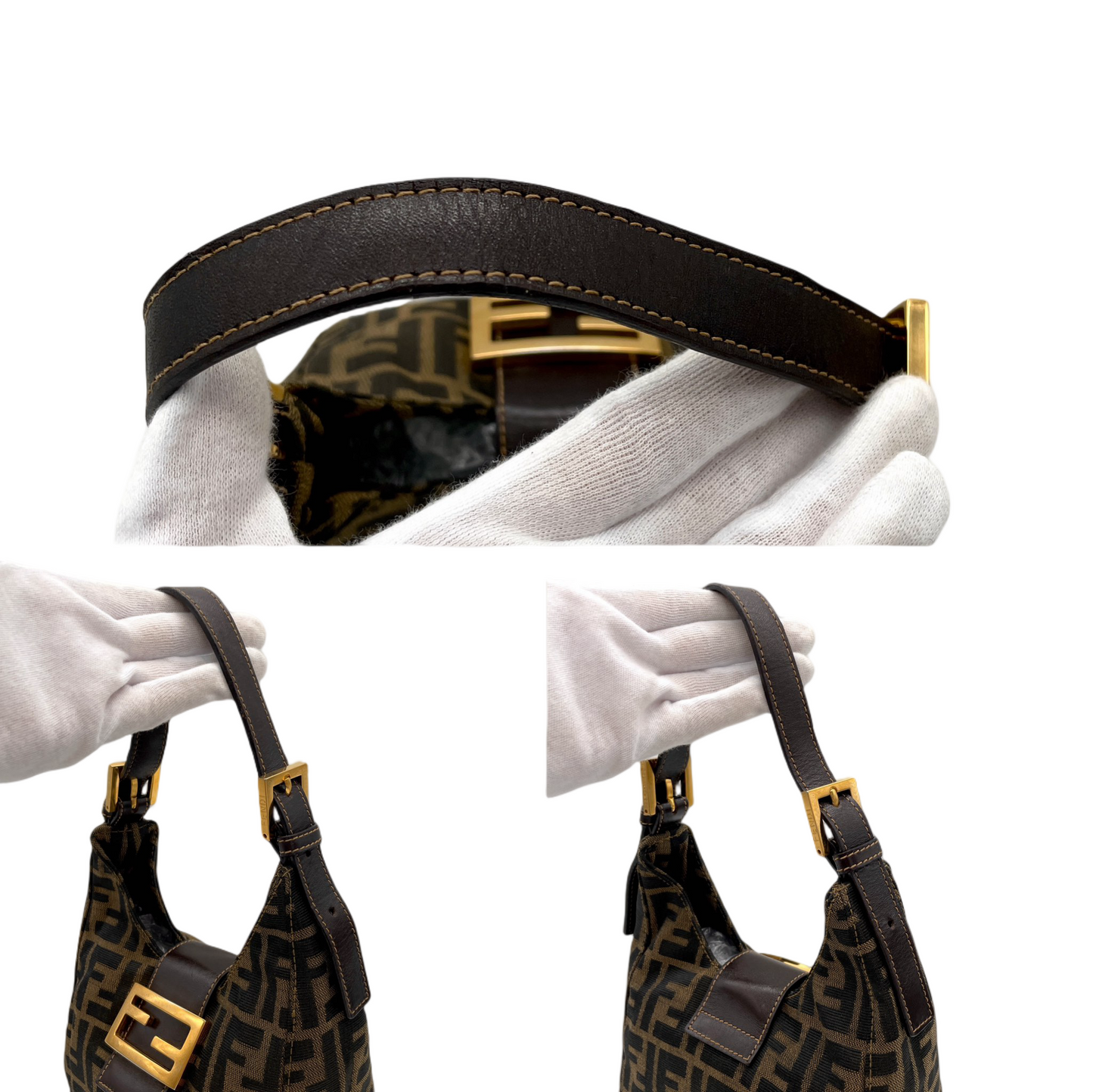 AUTH Pre-owned FENDI Zucca Round Mamma Bucket GM