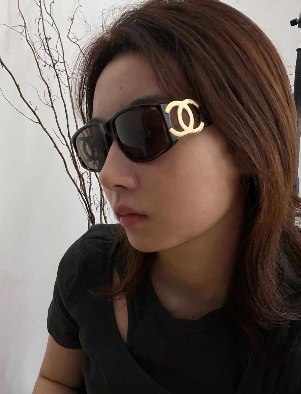 CHANEL Coco Mark Tortoiseshell-Style Sunglasses