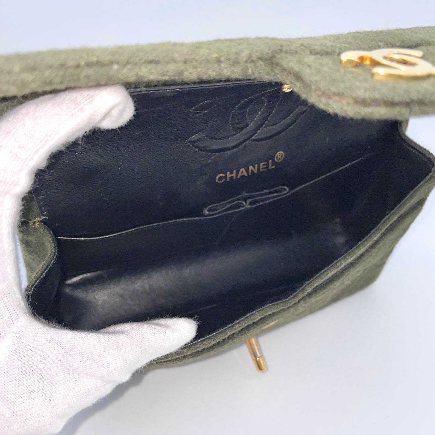 RARE☆☆☆☆CHANEL ﾏﾄﾗｯｾ ｸﾗｼｯｸﾌﾗｯﾌﾟ23 ｳｰﾙ ｸﾞﾘｰﾝ GHW