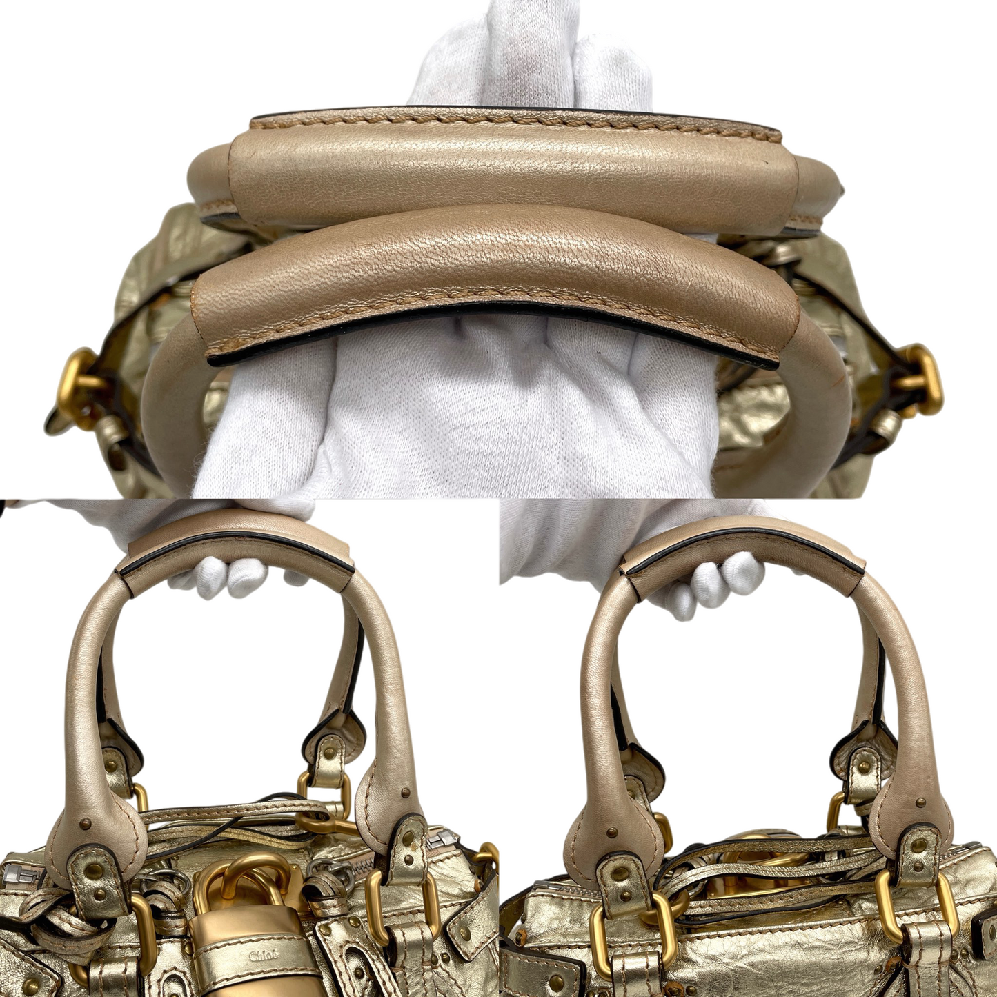RARE★★★★★Chloé Paddingtion Leather Padlock Shoulder Bag Mini Gold