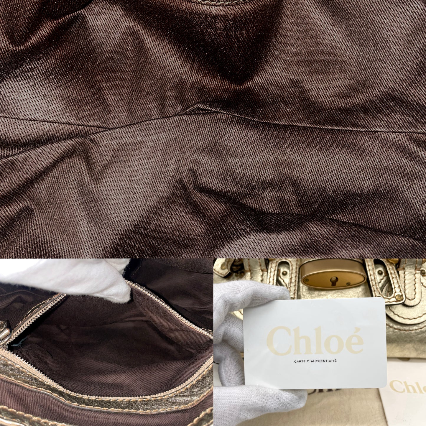 RARE★★★★★Chloé Paddingtion Leather Padlock Shoulder Bag Mini Gold