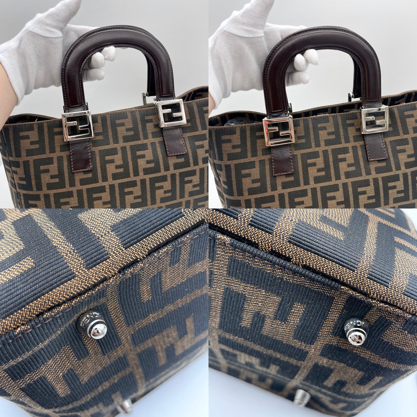 AUTH Pre-owned FENDI ZUCCA Tote Handbag