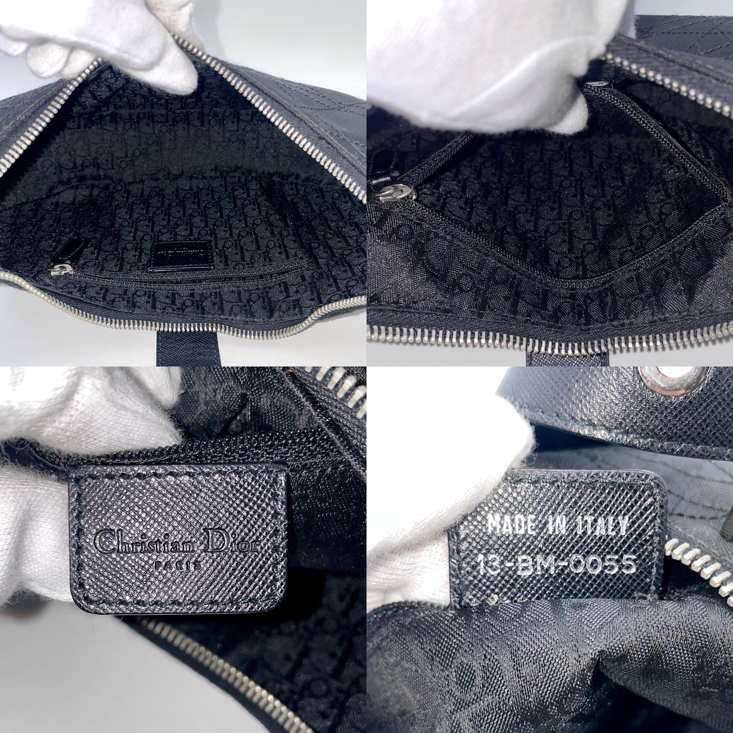 CHRISTIAN DIOR Canage D logo one shoulder bag in black canvas/leather