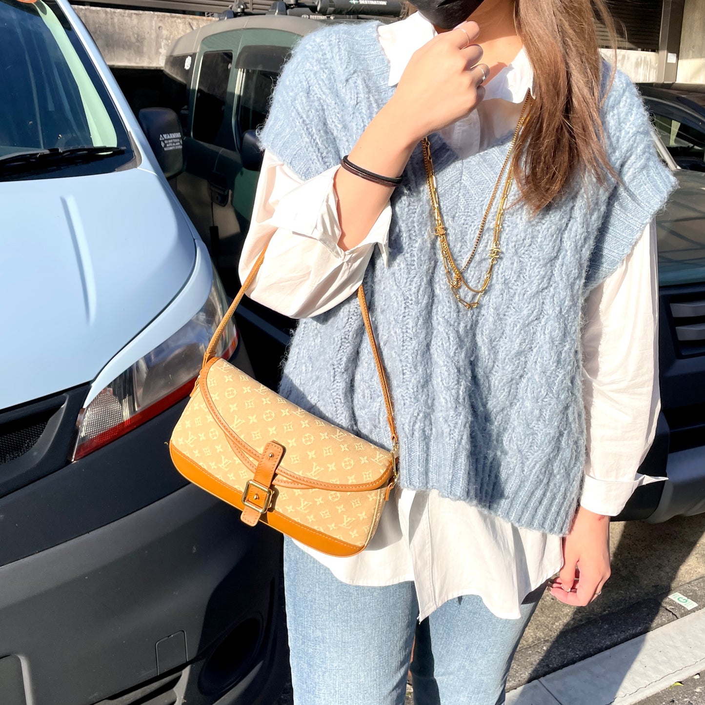 RARE☆☆☆LOUIS VUITTON Monogram Minilan Marjoli M92694 Shoulder Bag Beige & Brown