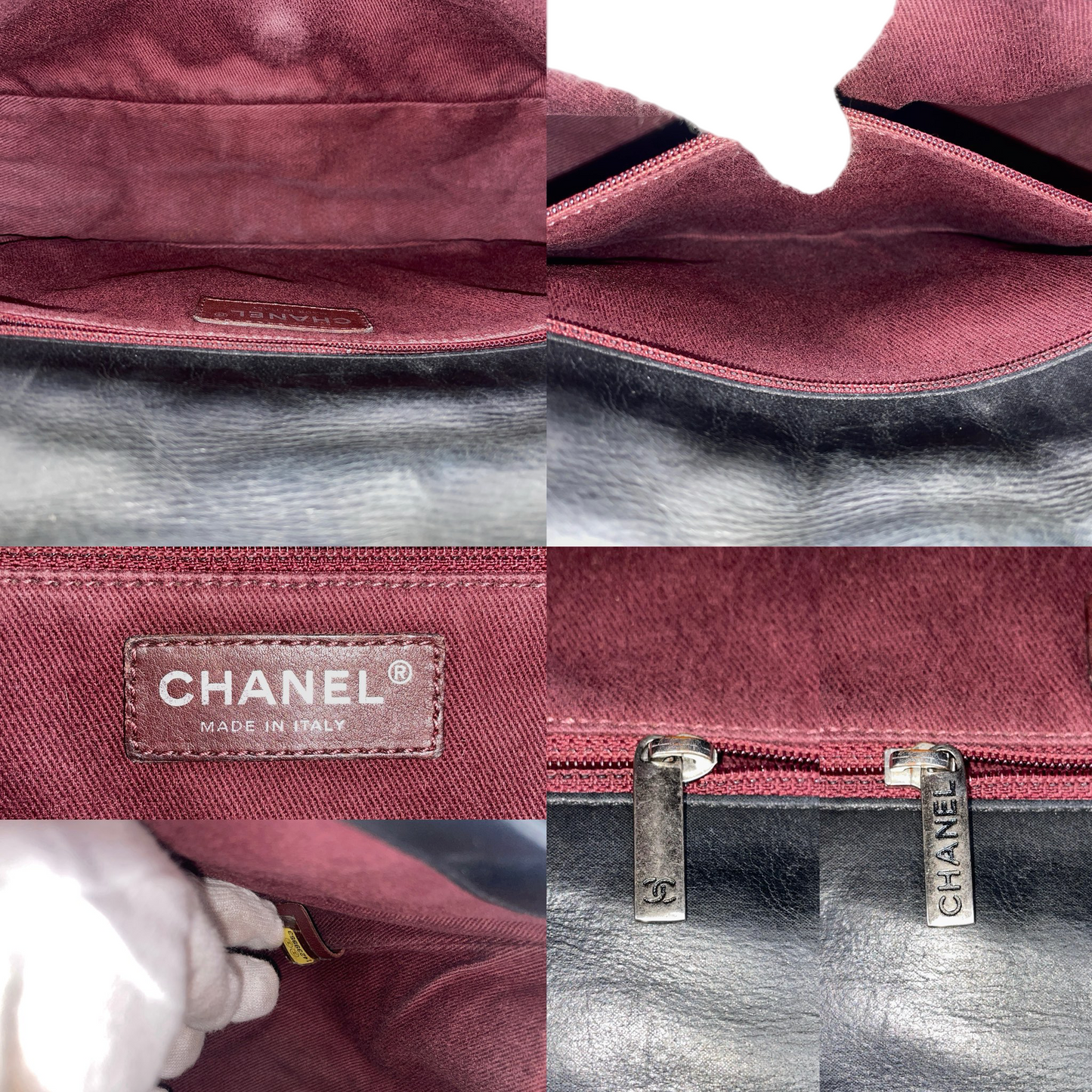 RARE☆☆☆CHANEL 2010 Matelassé Iridescent Calfskin Double Chains Single Flap Shoulder Bag Black & Silver