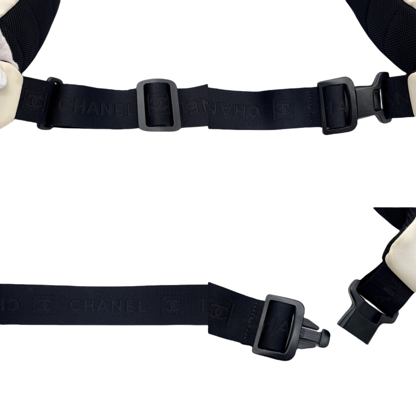 RARE☆☆☆☆CHANEL Sports Line CC LOGO Pocket Waist Bag White &amp; Black