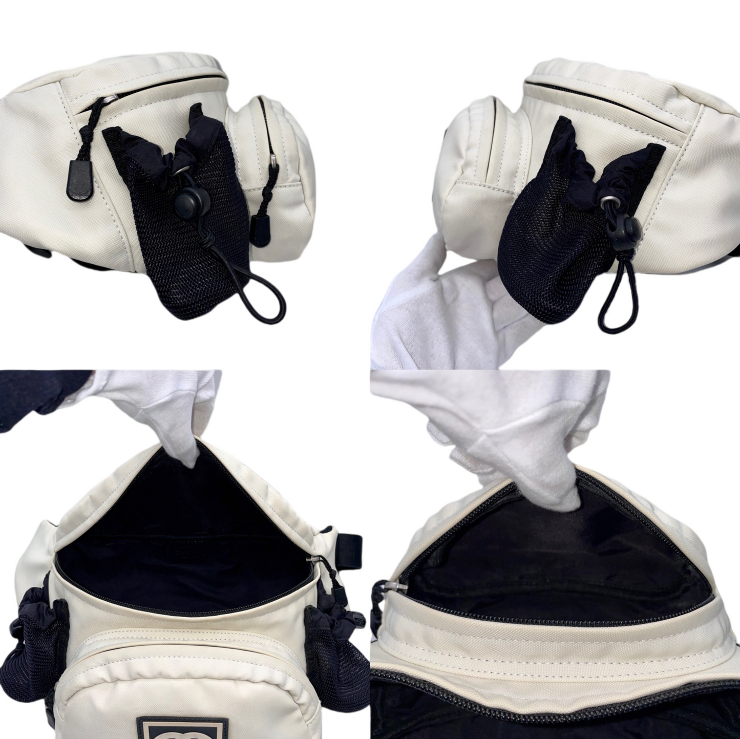 RARE☆☆☆☆CHANEL Sports Line CC LOGO Pocket Waist Bag White &amp; Black