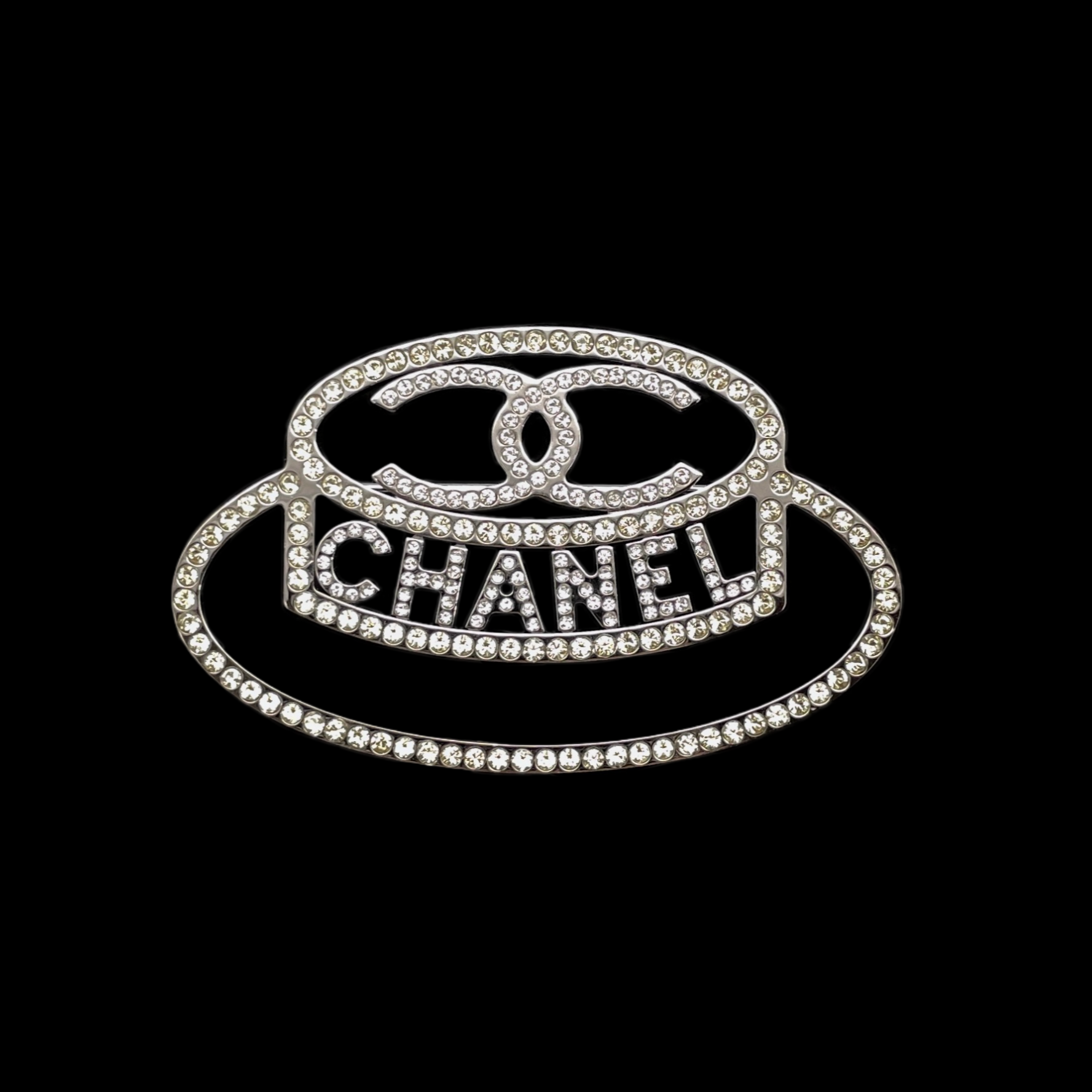 RARE CHANEL Coco Mark CHANEL Logo Rhinestone Hat Brooch – Afar Vintage