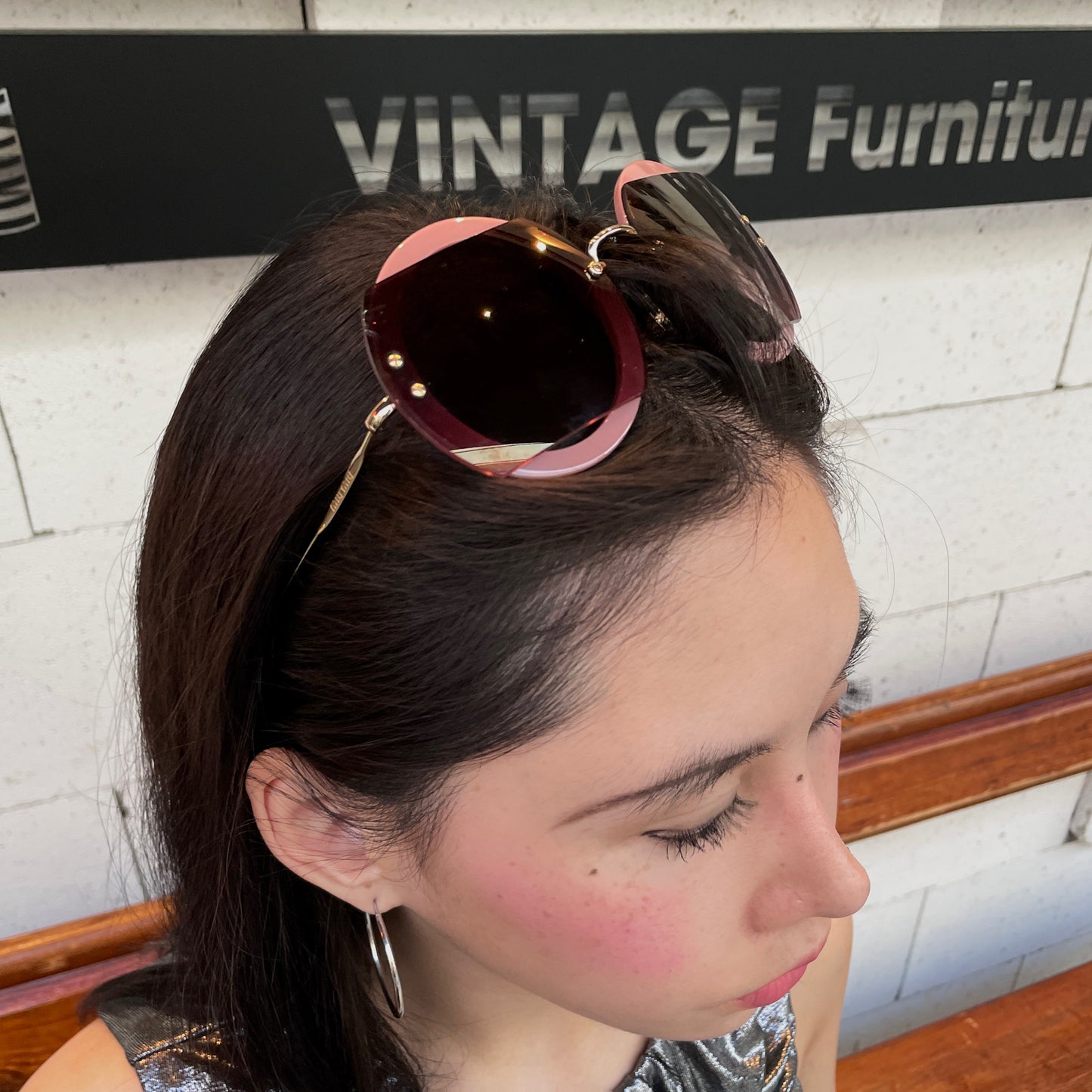 RARE☆☆☆☆MIUMIU SMU 65S Y2K Open Frame Round Sunglasses Violet &amp; Gold