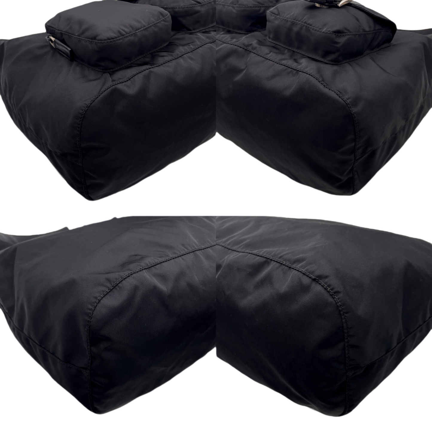 RARE☆☆☆☆PRADA Triangle LOGO Multi-Pockets Hobo Shoulder Bag Black &amp; Silver