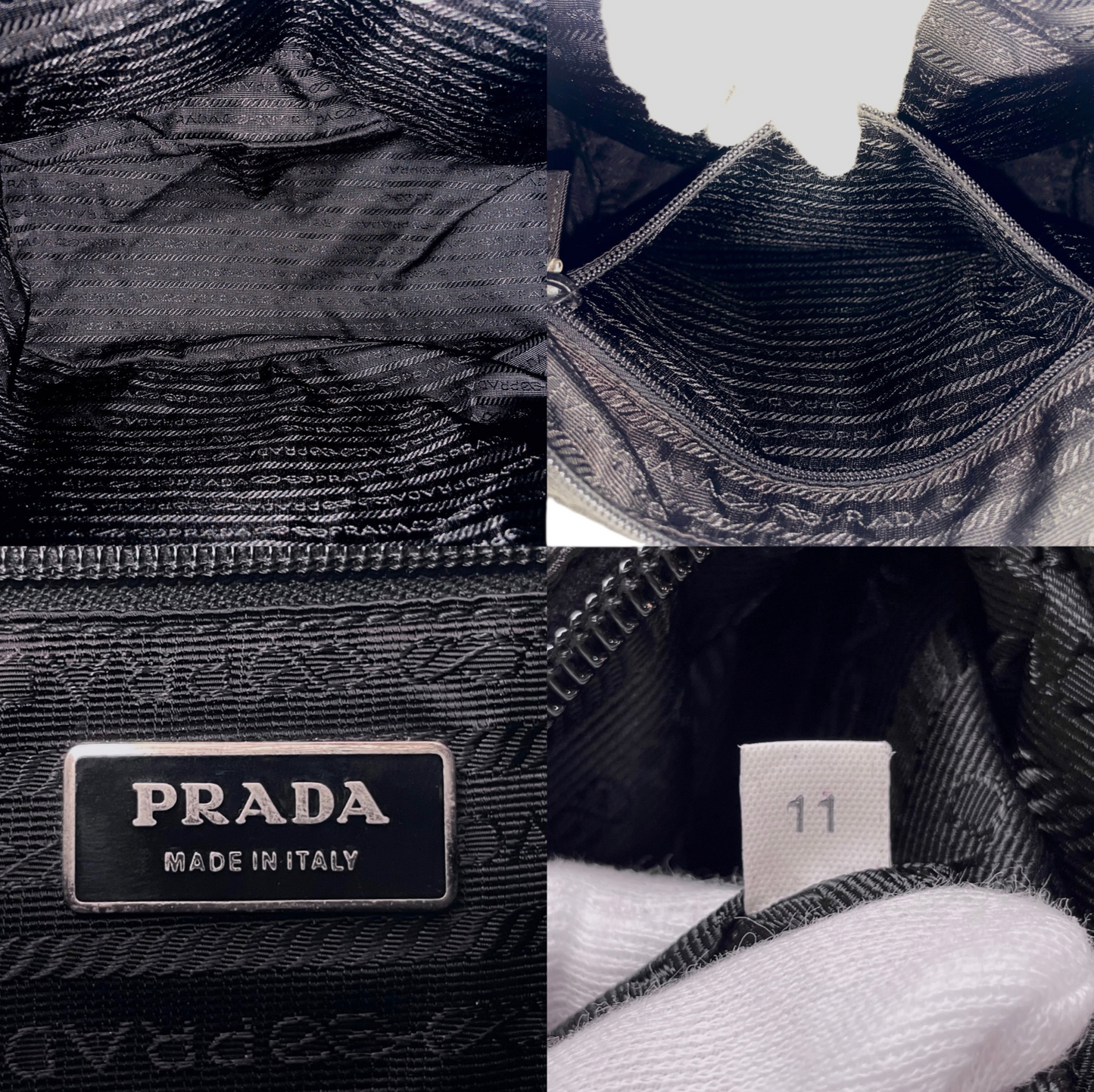 RARE☆☆☆☆PRADA Triangle LOGO Multi-Pockets Hobo Shoulder Bag Black &amp; Silver