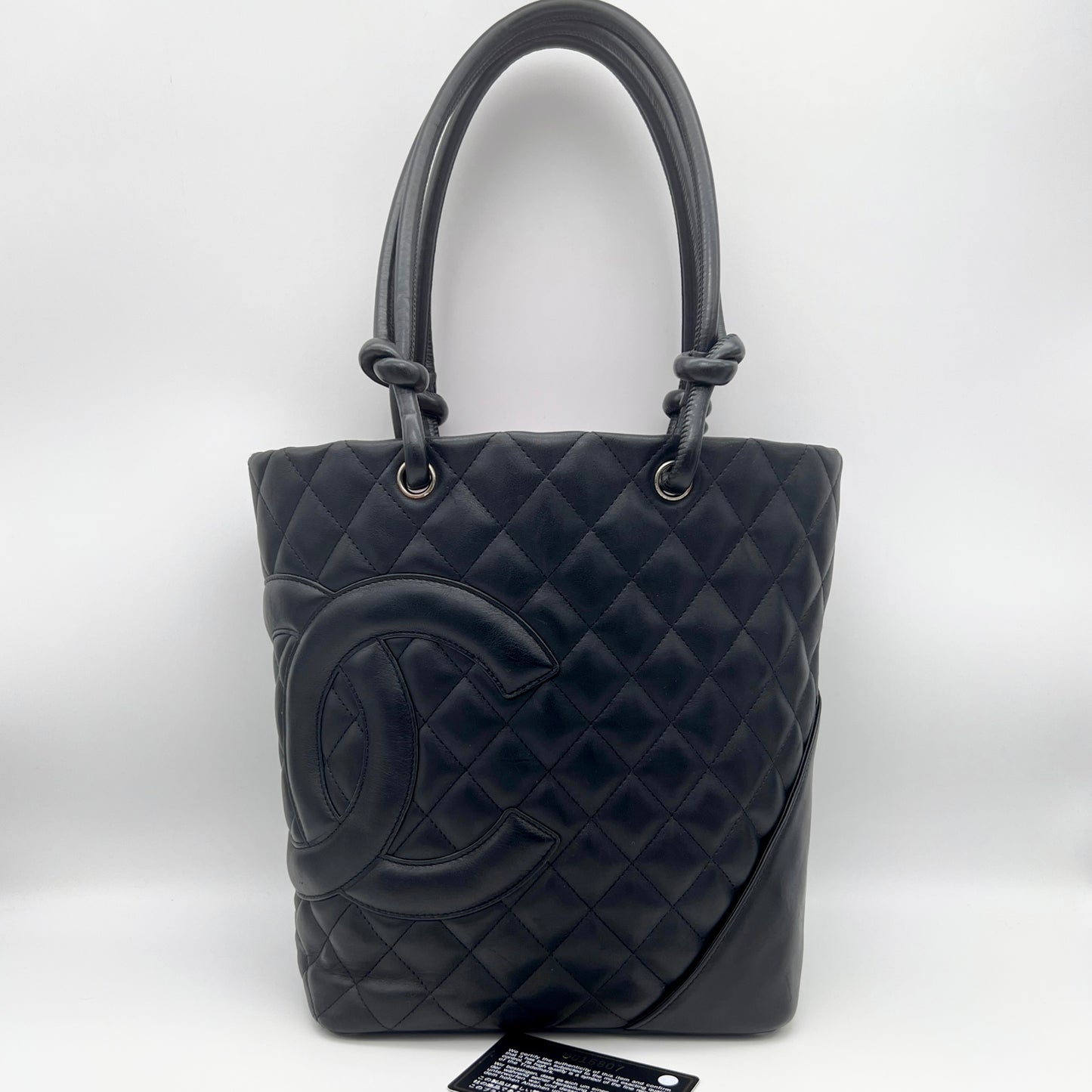 AUTH Pre-owned CHANEL Cambonline Tote Bag PM Black