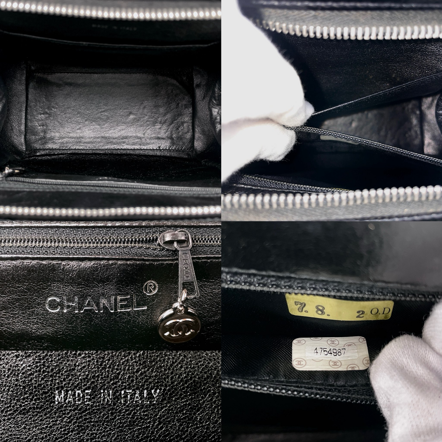 RARE★★★CHANEL 1997 Matelassé Enamel CC Logo Double-Chain Shoulder Crossbody Bag Mini Black & Silver