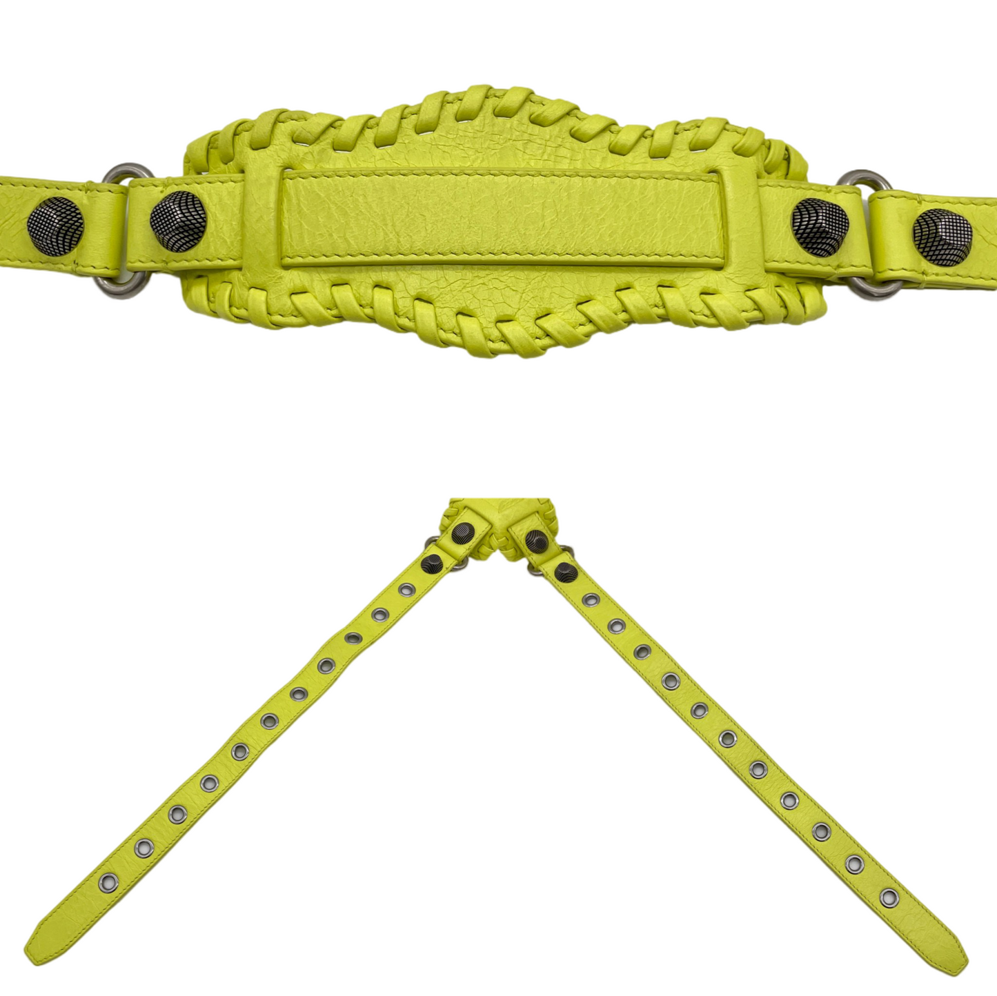 RARE☆☆☆☆Balenciaga Le Cagole Shoulder Bag XS in Neon Green Arena Lambskin, Aged-Silver Hardware