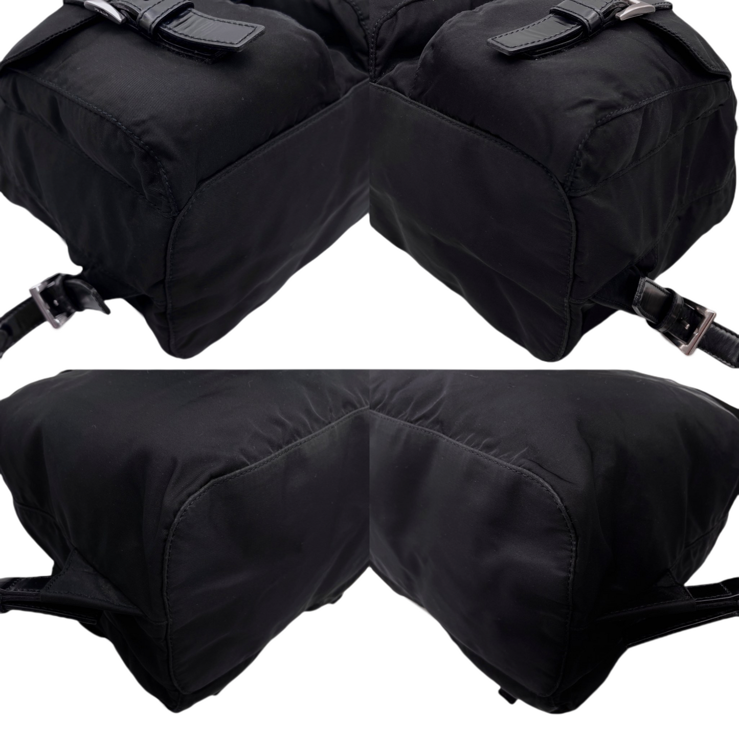 PRADA Triangle Logo Pockets Nylon Backpack PM Black &amp; Silver