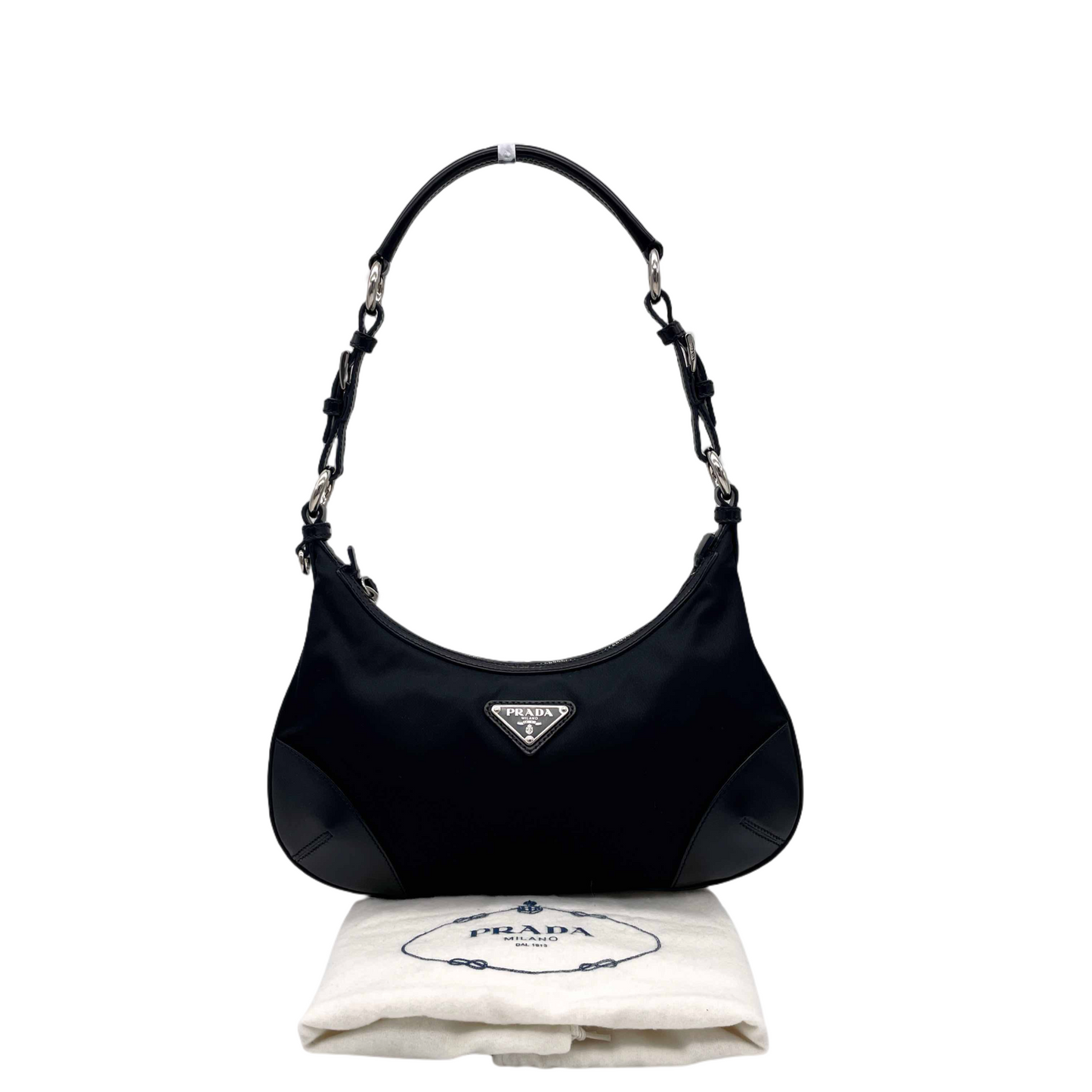 PRADA Triangle Logo HOBO Shoulder Bag