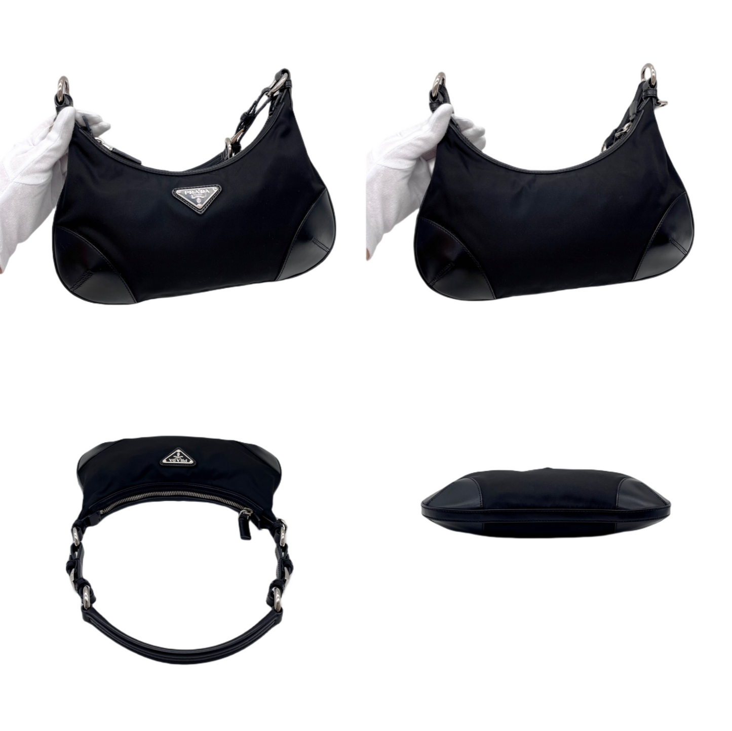 PRADA Triangle Logo HOBO Shoulder Bag