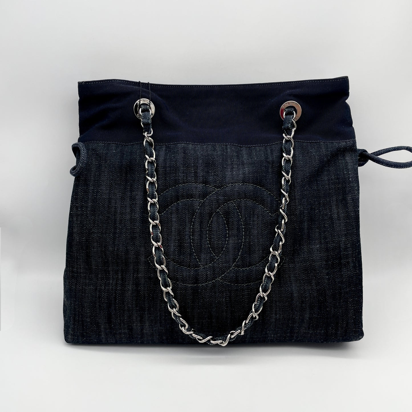 Afar Vintage Pre-owned CHANEL Jumbo Coco Mark Denim Tote Bag #13