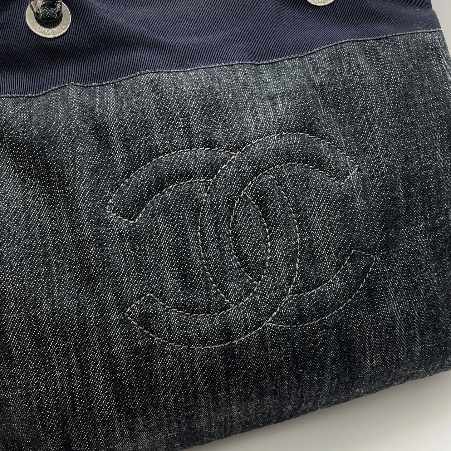 Afar Vintage Pre-owned CHANEL Jumbo Coco Mark Denim Tote Bag #13