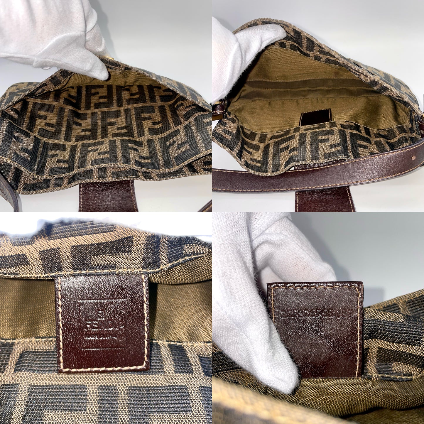 RARE☆☆FENDI ｽﾞｯｶ 平口 ﾐﾆﾏﾝﾏﾊﾞｹｯﾄ ｼｮﾙﾀﾞｰﾊﾞｯｸﾞ ﾌﾞﾗｳﾝ ｷｬﾝﾊﾞｽ ﾚｻﾞｰ GHW