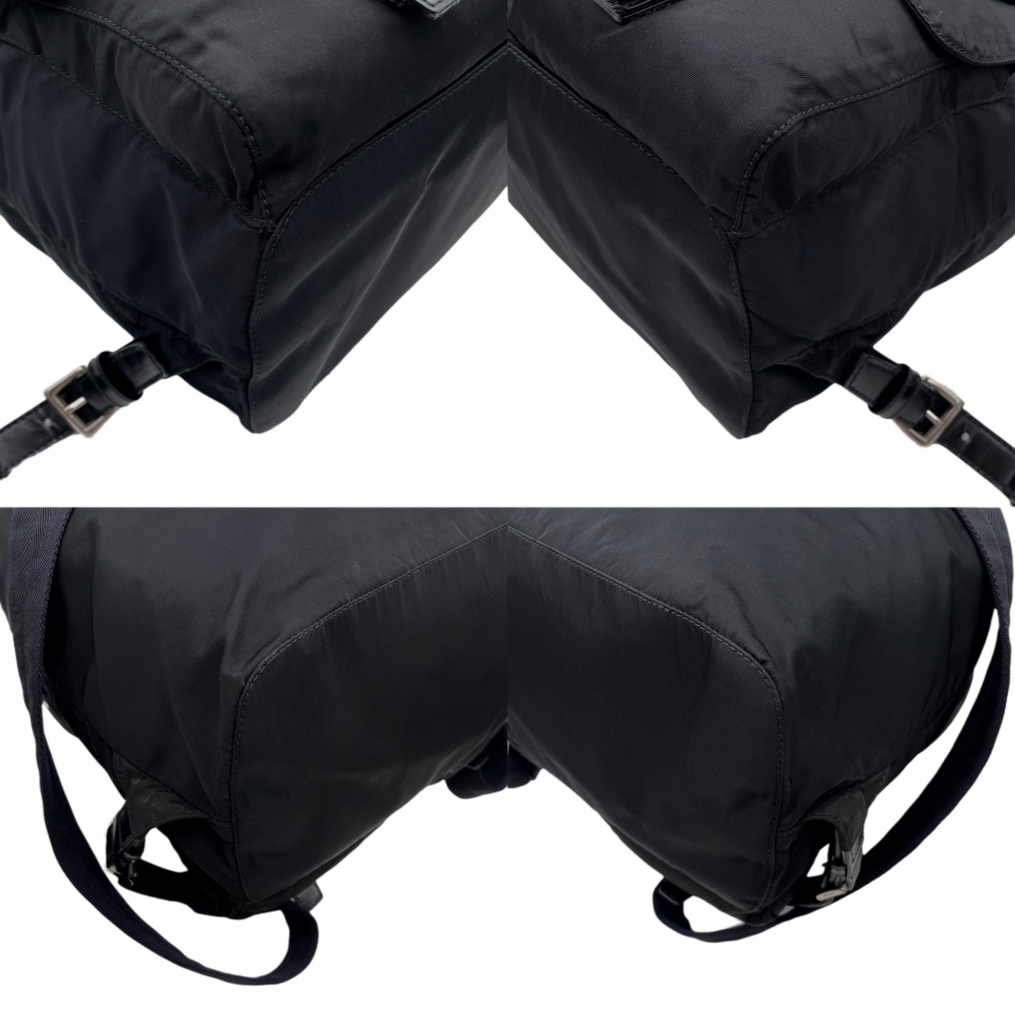 PRADA Triangle Logo Pockets Nylon Backpack Bag MM Black &amp; Silver