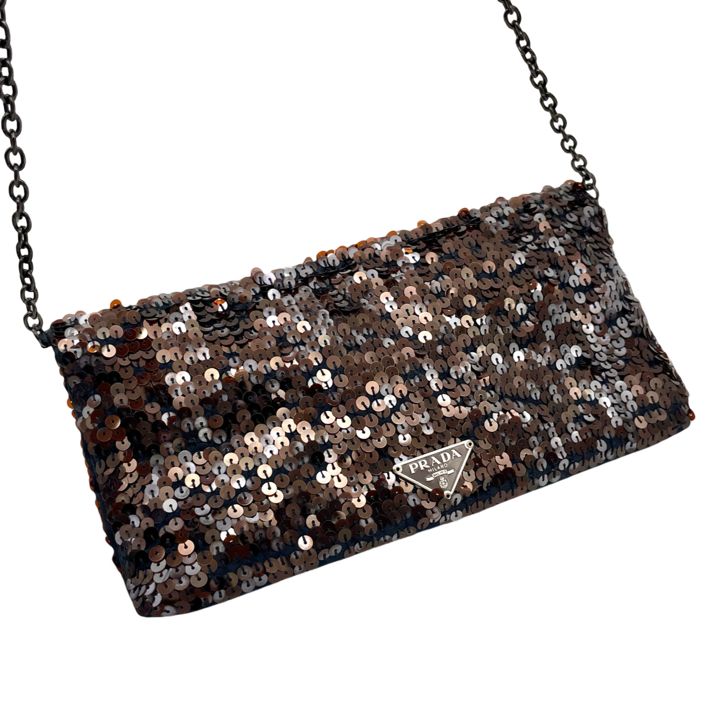 RARE☆☆☆PRADA triangle logo sequins chain shoulder bag